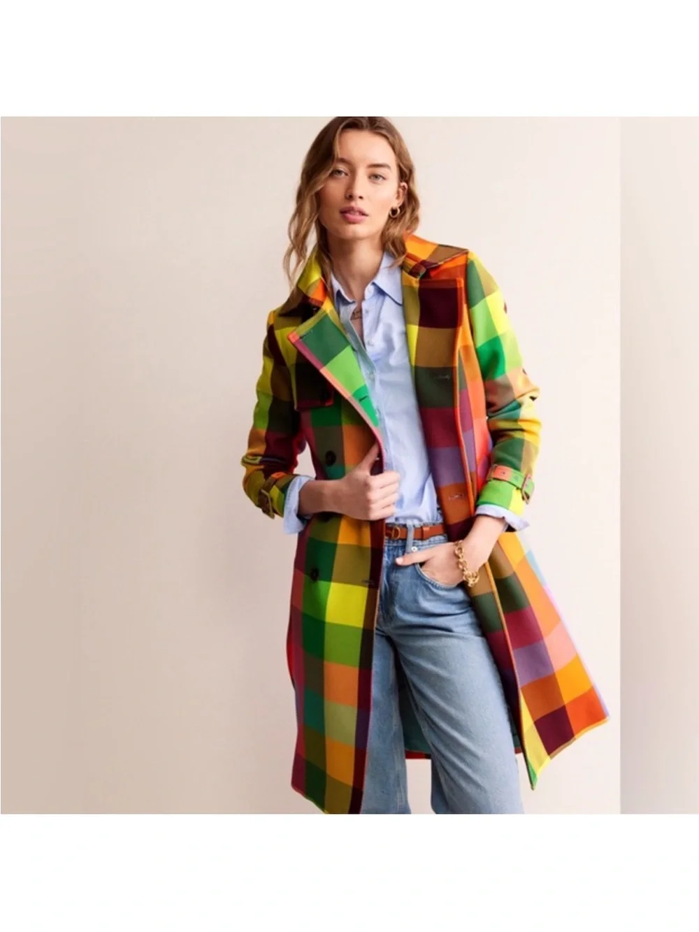 Boden Neon Belted Trench Coat Size 6R NWT - Picture 3 of 5